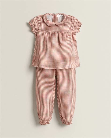 gingham cotton pyjamas pakaian bayi perempuan baju anak pakaian anak