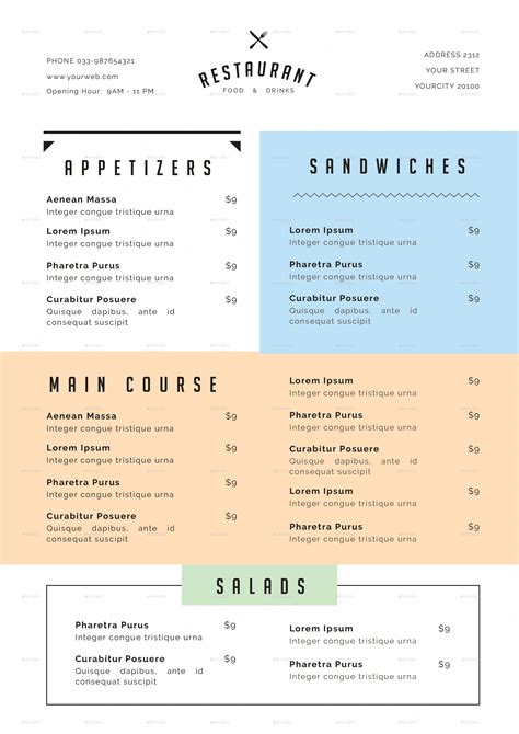 simple restaurant menu print templates graphicriver