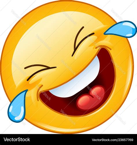rolling  floor laughing  tears emoticon vector image