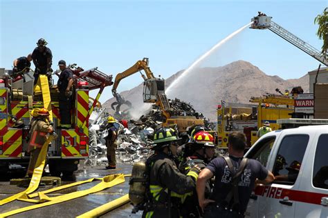 firefighters battle blaze at las vegas recycling plant