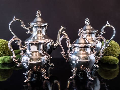 vintage silver plate tea set coffee service set birmingham silver  bsc silver  copper