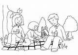 Coloring Picnic Pages Kids Popular sketch template