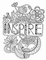 Pages Coloring Words Printable Inspire Mandala Inspirational Adult Positive Quote Color Colouring Quotes Adults Kids Cute Word Motivational Book Doodle sketch template