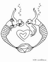 Coloring Mermaid Pages Sirène Sirene Heart Dessin Drawing Couple Easy Color Coloriage Kids Printable Print Imprimer Fille Hellokids Colorier γοργονες sketch template