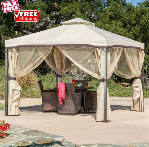 heavy duty screen gazebo canopy tent patio shade shelter garden pergola curtains