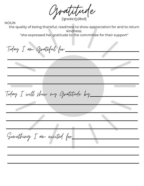 printable daily gratitude journal template  prompts