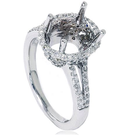 halo diamond engagement ring setting vintage semi mount  oval xmm