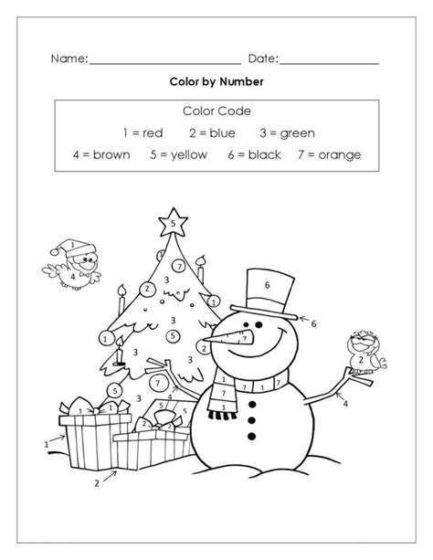 christmas color  number printables christmas math worksheets
