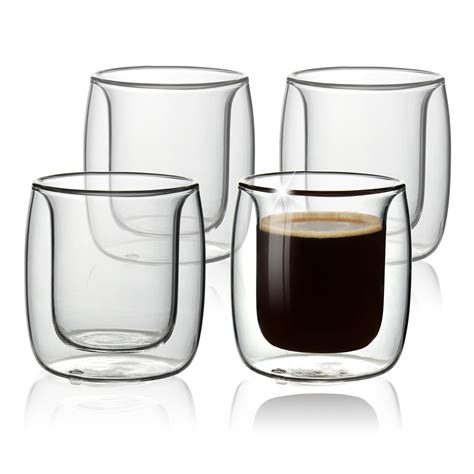 Double Wall Insulated Borosilicate Glass Espresso Coffee Mugs 2 7 Oz