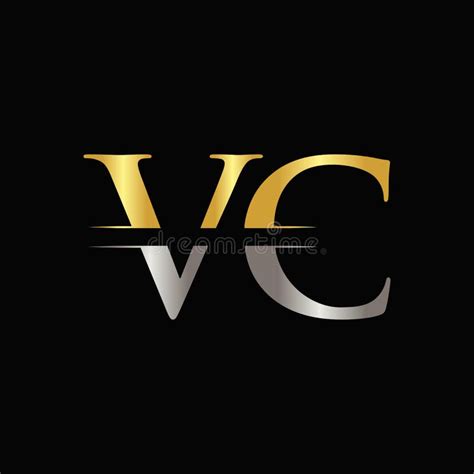 creative letter vc logo vector template  gold  silver color vc