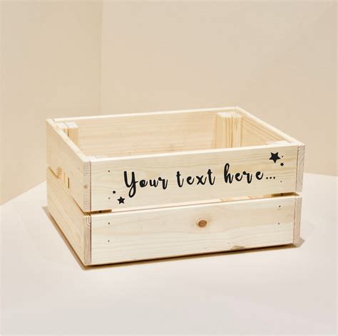 personalised wooden crate box pale wood custom gift etsy uk