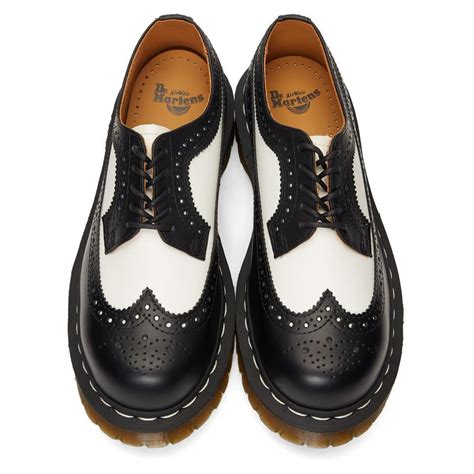 dr martens leather black  white  bex brogues lyst