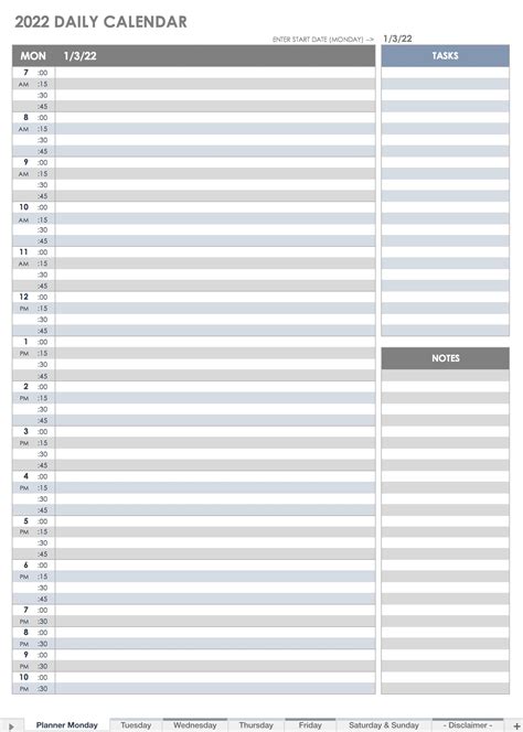 printable daily calendar templates smartsheet