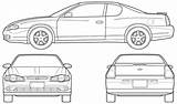 Carlo Monte Chevrolet 2005 Blueprints Car Coupe Outlines Bil sketch template