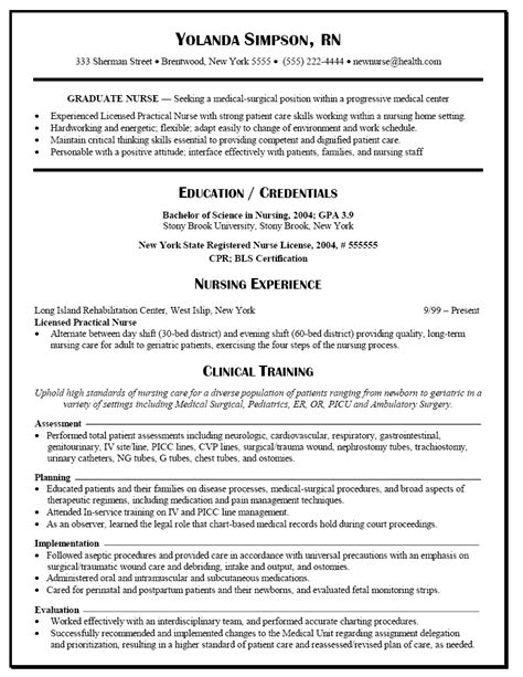 resume sample  graduate nurse