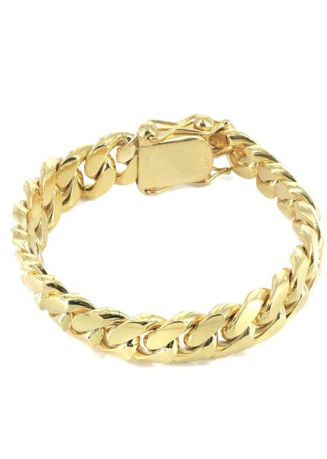 gold bracelet solid miami cuban link frostnyc