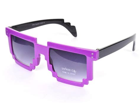 Retro 80s Style Pixel Square Geek Nerd Sunglasses Vtg Style 8 Bit