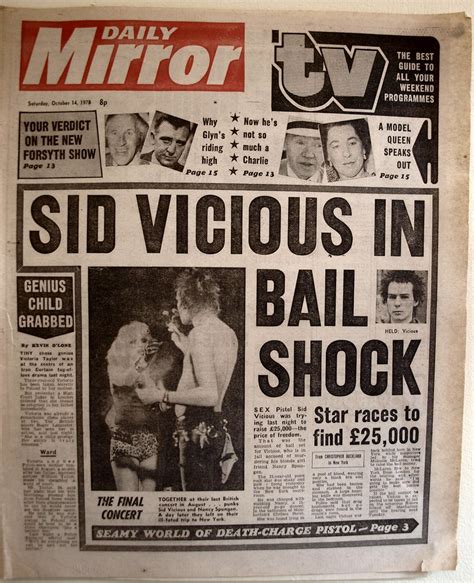 sid vicious newspaper report 1978 sid vicious in bail