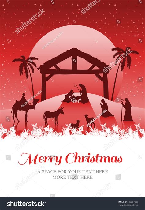 merry christmas  nativity scene vector stock illustration