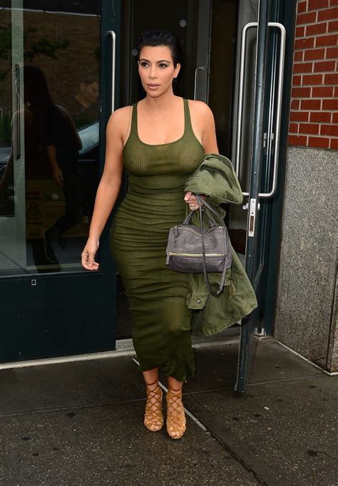 kim kardashian wearing sheer tank dress in new york city popsugar fashion