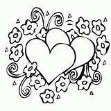 Coloring Hearts Pages Print Simple Preschoolers sketch template