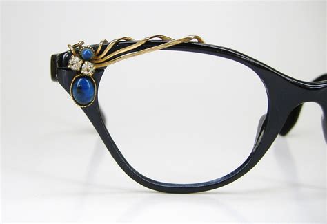 vintage 50s blue cat eye eyeglasses frame