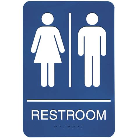 compliant unisex restroom sign blue