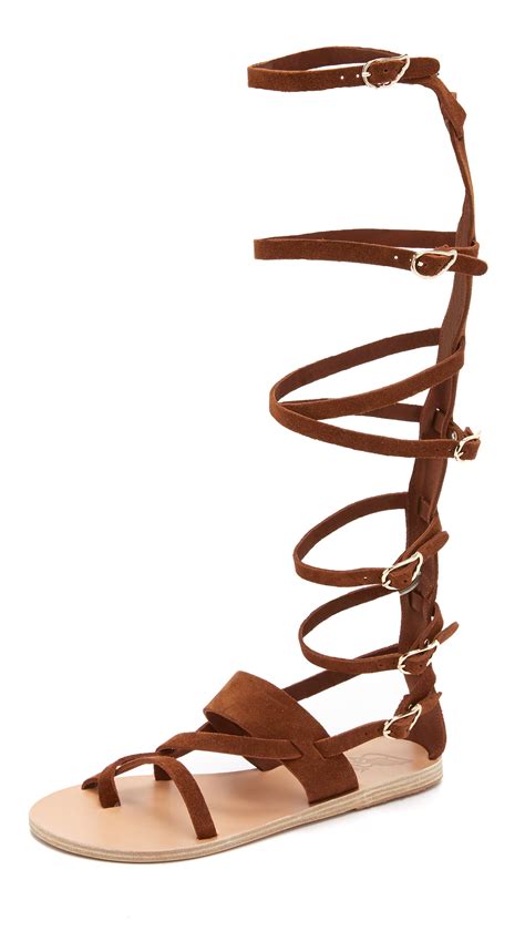 ancient greek sandals alethea high gladiator sandals in brown lyst