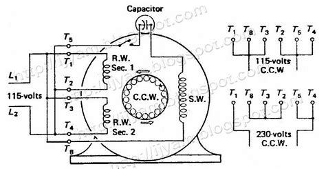 diagram  volt single phase capacitor start motor wiring diagram