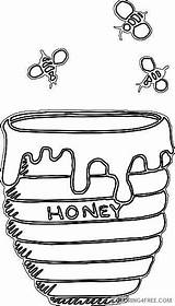 Coloring Honey Pot Bees Around Online Coloring4free Bee Related Posts Printable sketch template