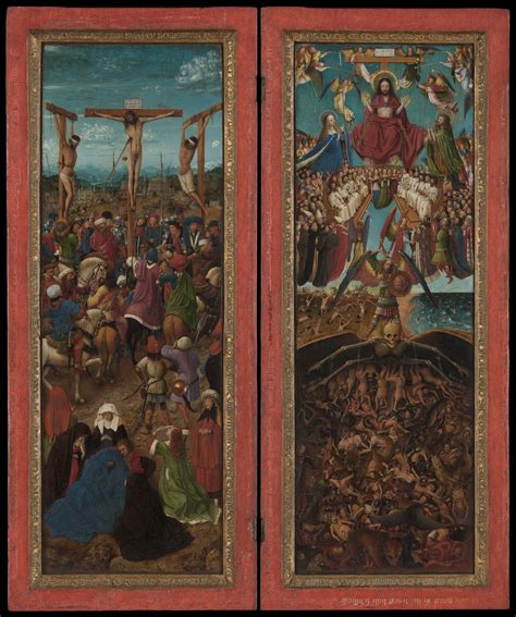 jan van eyck painted  crucifixion   judgment panels   view   met