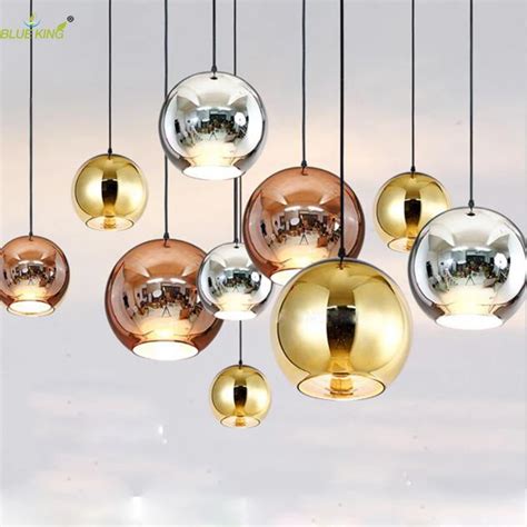 glass bubble ball pendant light  led bulb copper mirror chandelier ceiling light pendant lamp