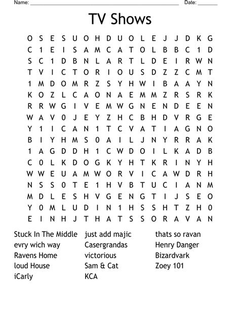 tv show word search printable