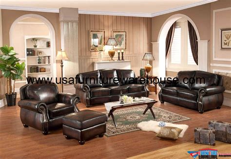 piece hyde full leather traditional sofa set