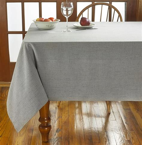 classic brussels solid tablecloth    oblong gray
