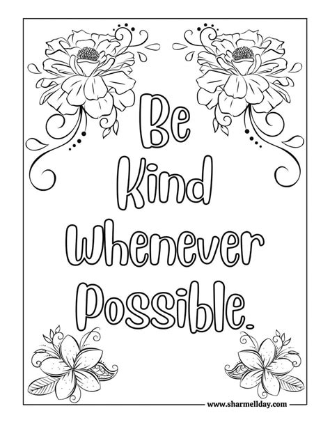 printables  beautiful kindness quote coloring pages sharmell day