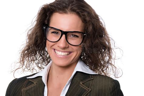 beautiful smiling woman wearing glasses stock image image of copy