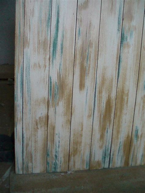 tabla de mesa en verde ocre  blanco decapado muebles