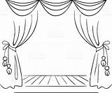 Curtains Drawing Stage Theatre Theater Drawings Lights Getdrawings sketch template