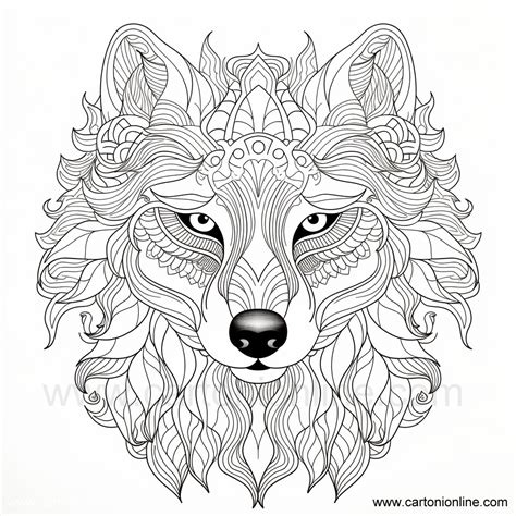 wolf mandala  coloring page