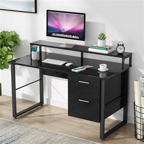 tribesigns  inches computer desk  hutch modern writing desk