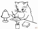 Coloring Writing Cat Letter Pages Drawing sketch template