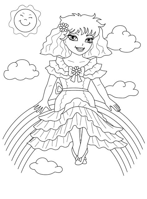 coloring page rainbow fairy