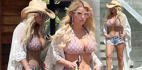 Bustin’ Out Jessica Simpson Nearly Pops Out Of Her Bikini And Daisy Dukes