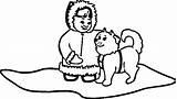 Coloring Eskimo Husky Little Girl Size sketch template