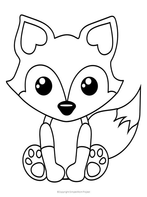 kawaii fox coloring pages