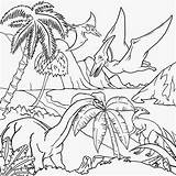 Coloring Landscape Dinosaur Drawing Scenery Kids Color Pages Dinosaurs Desert Pteranodon Printable Forest Natural Children Nature Volcano Scene Cliparts Gigantic sketch template