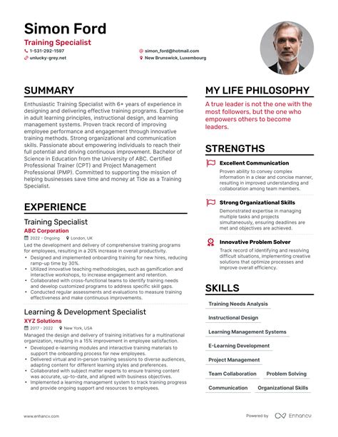 training specialist resume examples   guide