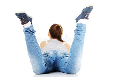 Teen Girl Lying On Her Tummy Stock Image Image Of Posing Closeup