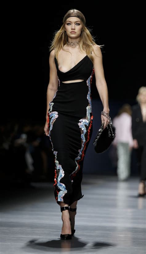 Gigi Hadid Suffers Nip Slip On Versace Milan Fashion Week